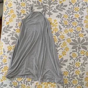 Striped Black and White High Neck Dress